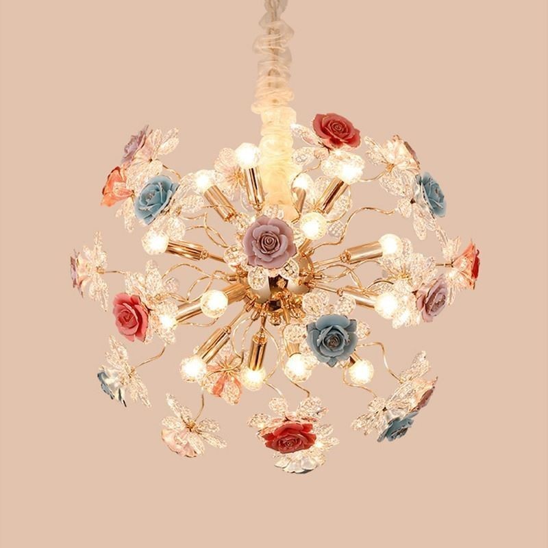 Decorative Pendant Lighting Modern Crystal Flower Chandelier