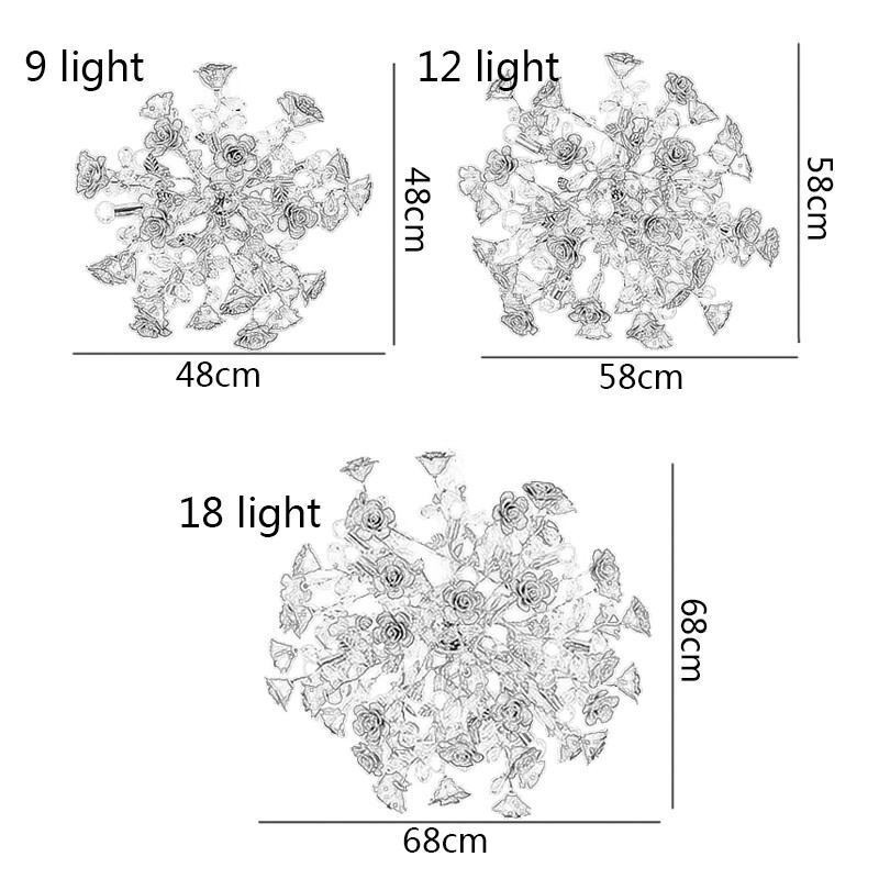 Luxury Pendant Light Ceramic Red Flower Chandelier