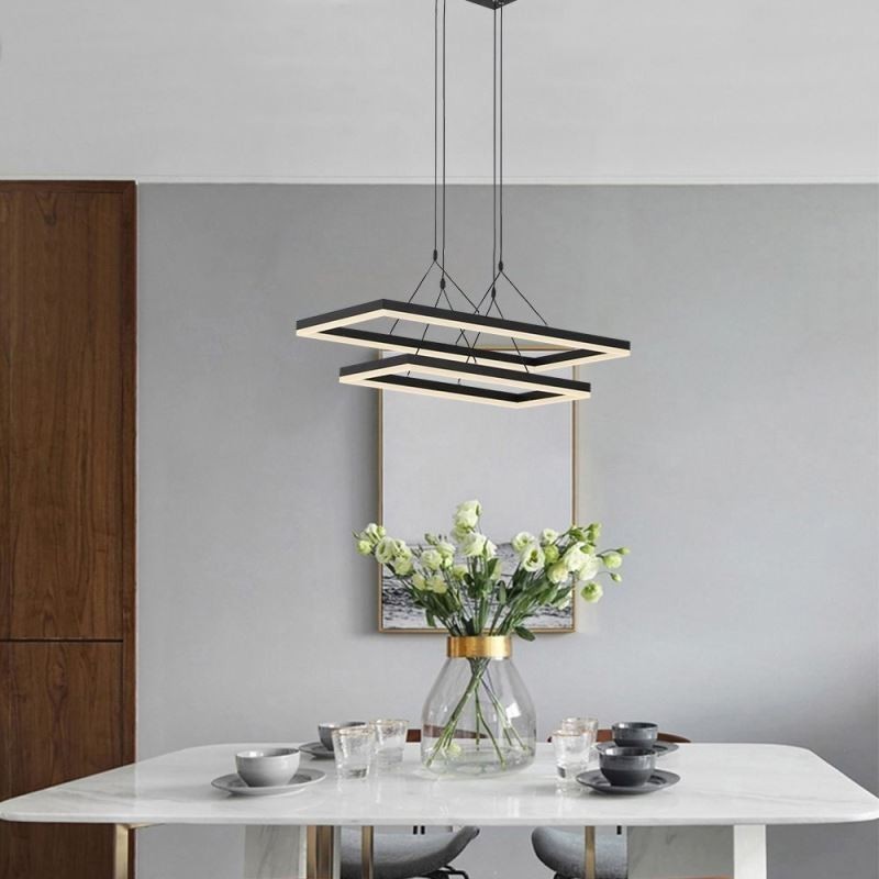 Modern Frame Pendant Light Acrylic Black Chandelier