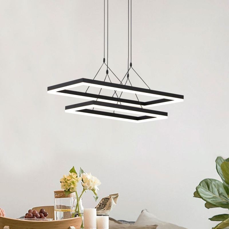 Modern Frame Pendant Light Acrylic Black Chandelier