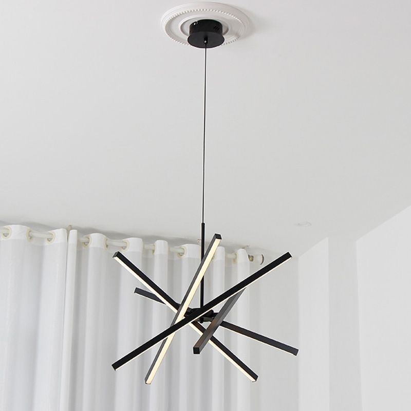 Modern Pendant Light Dimmable Black Strip Ceiling Lamp