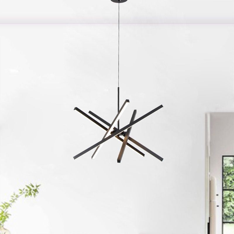 Modern Pendant Light Dimmable Black Strip Ceiling Lamp