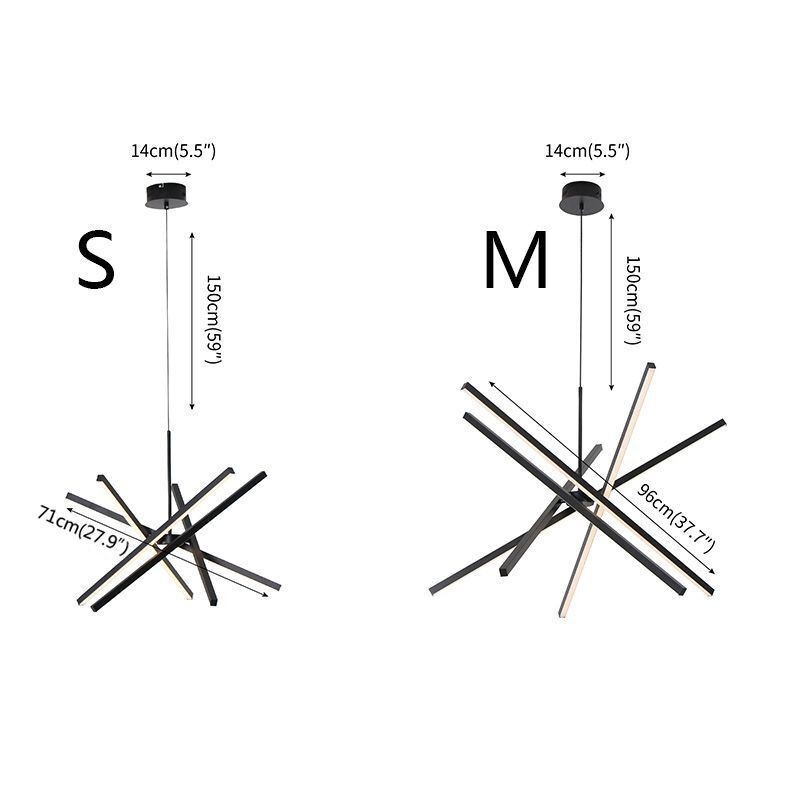 Modern Pendant Light Dimmable Black Strip Ceiling Lamp