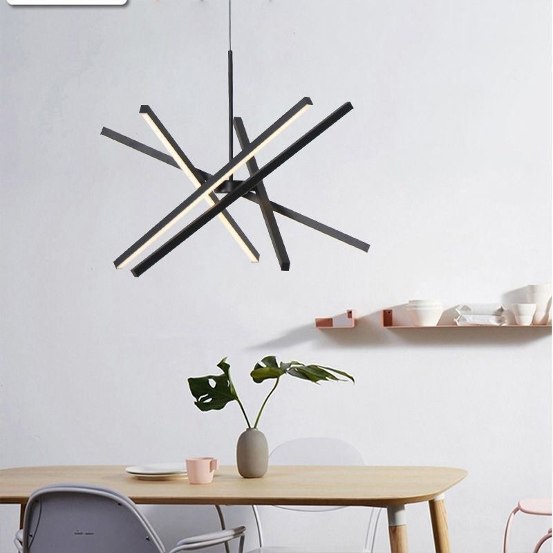 Modern Pendant Light Dimmable Black Strip Ceiling Lamp