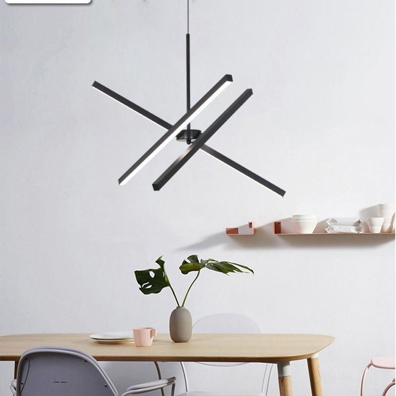 Modern Pendant Light Dimmable Black Strip Lamp