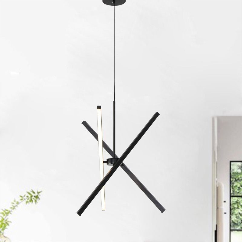 Modern Pendant Light Dimmable Black Strip Lamp