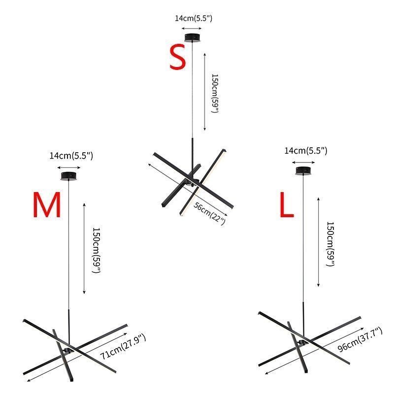 Modern Pendant Light Dimmable Black Strip Lamp