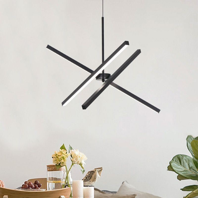 Modern Pendant Light Dimmable Black Strip Lamp