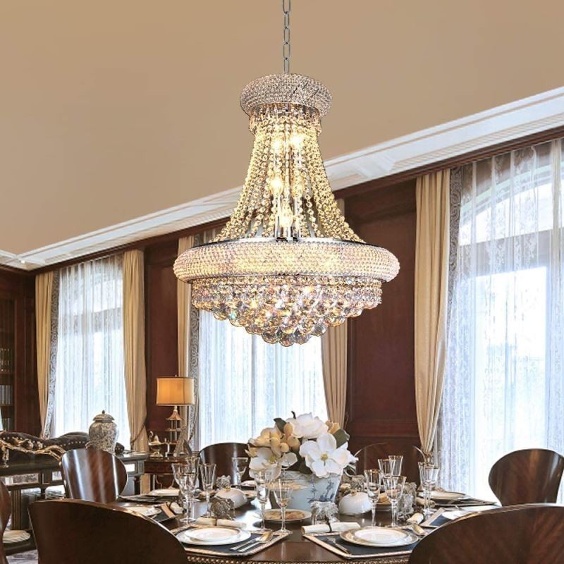 Crown Shaped Chandelier Luxurious Crystal Pendant Light