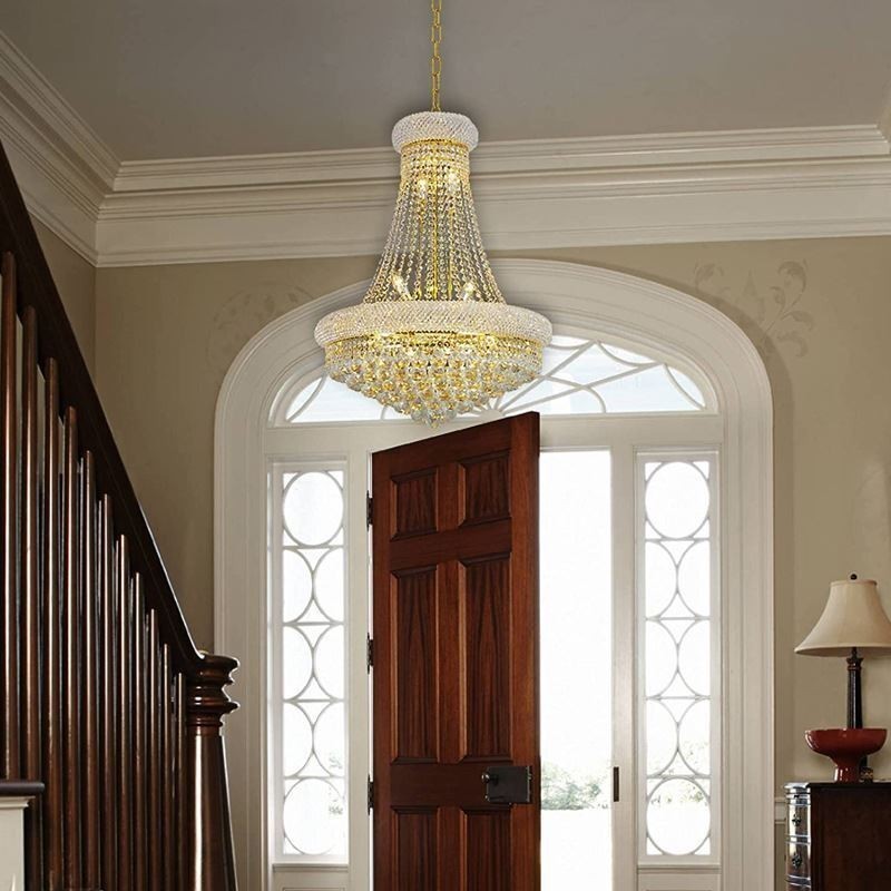 Crown Shaped Chandelier Luxurious Crystal Pendant Light