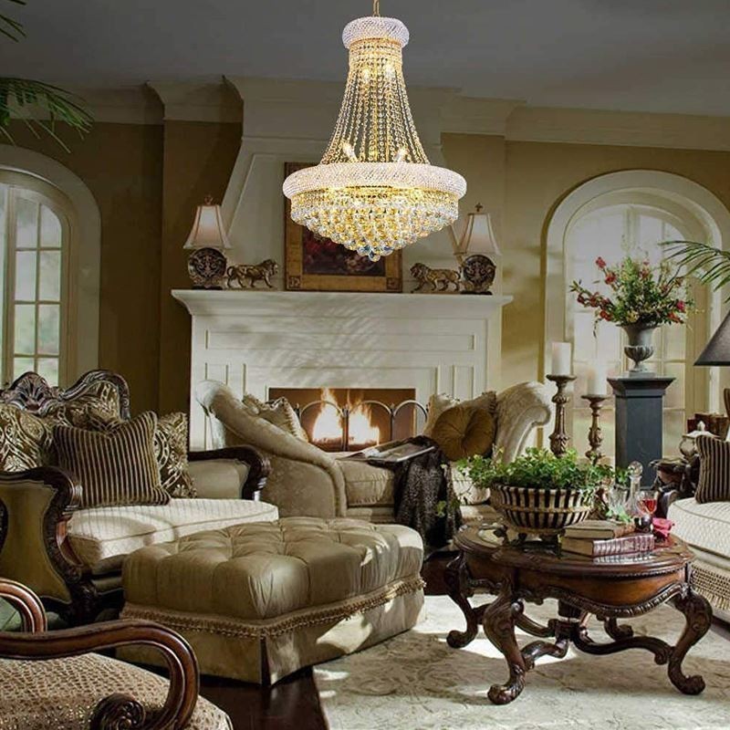 Crown Shaped Chandelier Luxurious Crystal Pendant Light