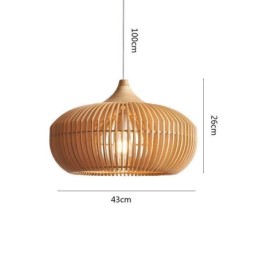 Wood Frame Pendant Light Pumpkin Shape Chandelier