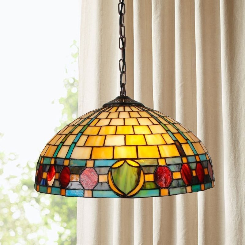 Stained Glass Pendant Light Vintage Hanging Lamp