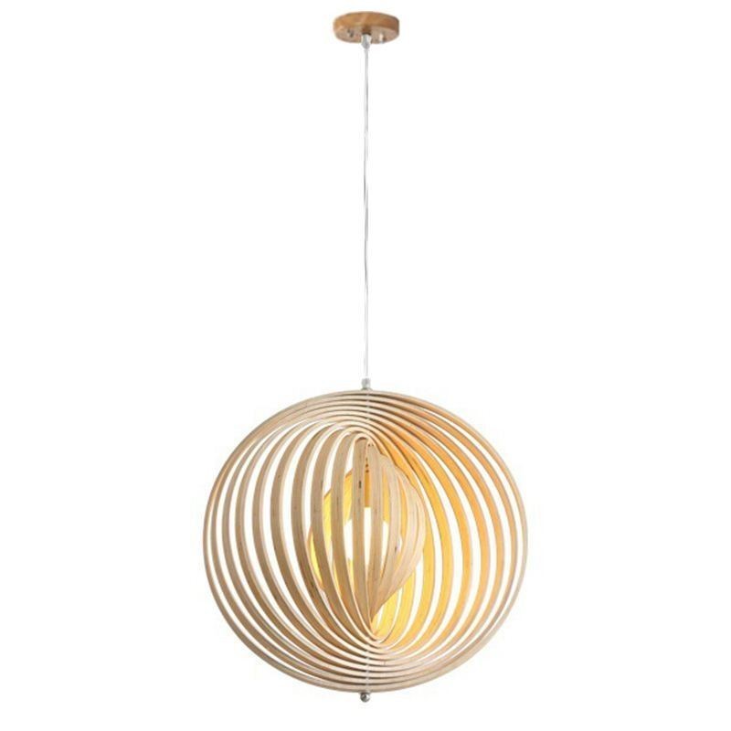 Modern Round Ball Chandelier Basswood Pendant Lamp