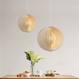 Modern Round Ball Chandelier Basswood Pendant Lamp
