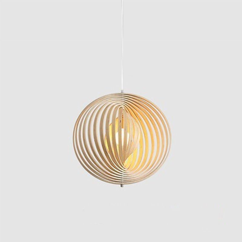 Modern Round Ball Chandelier Basswood Pendant Lamp