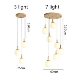 Japanese Wooden Pendant Light Nordic Glass Hanging Lamp