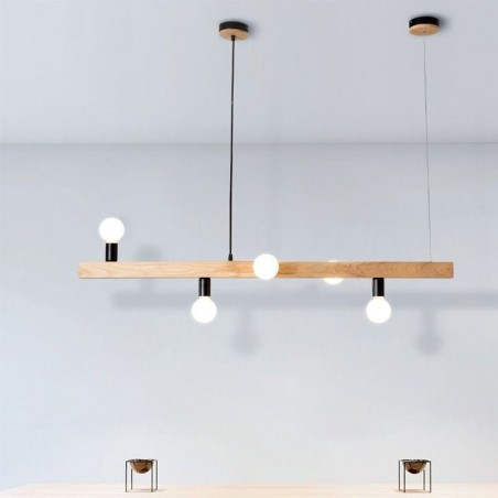 Japanese Wooden Pendant Light Molecule Chandelier