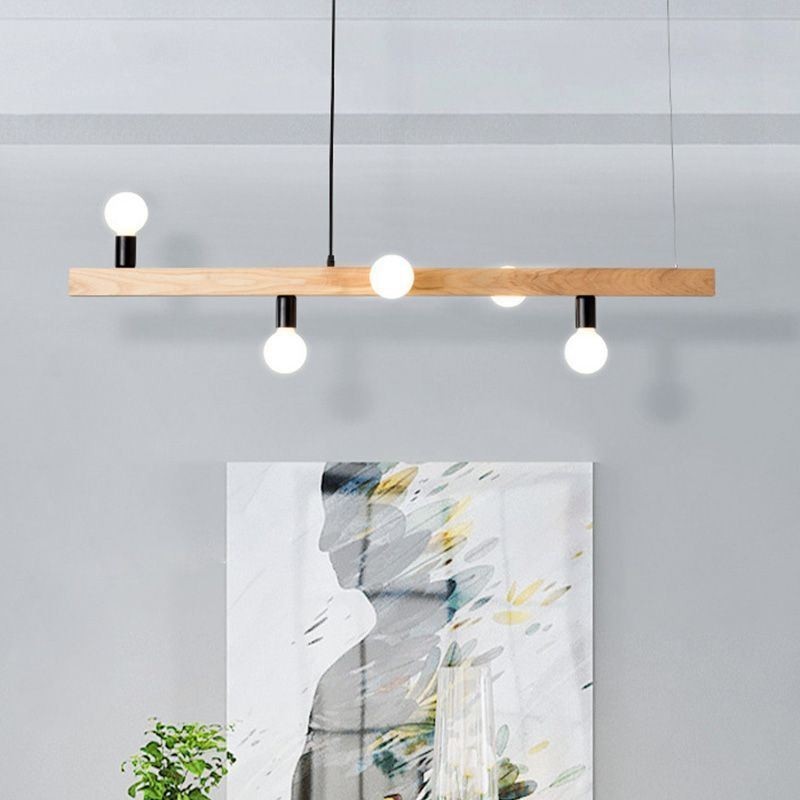 Japanese Wooden Pendant Light Molecule Chandelier