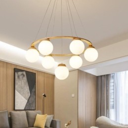 Japanese Wood Chandelier Molecule Pendant Light