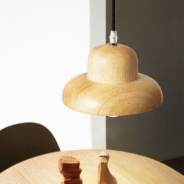 Japanese Wood Pendant Light Hat Hanging Light