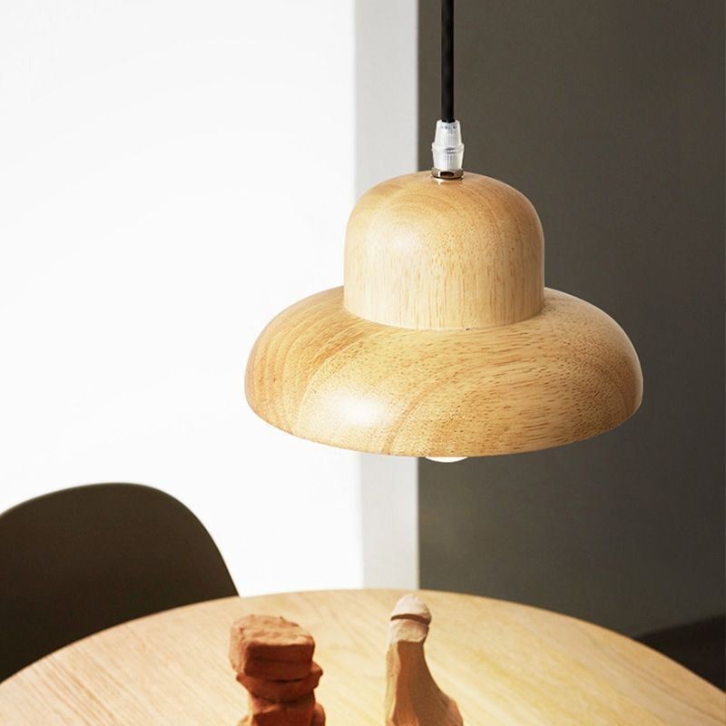 Japanese Wood Pendant Light Hat Hanging Light