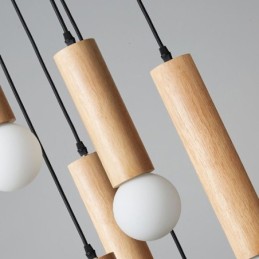 Japanese Wood Pendant Light 6 Lights Hanging Light