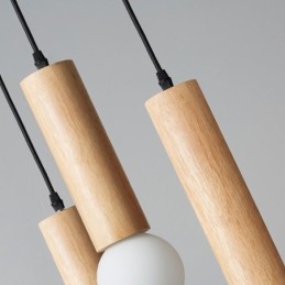 Japanese Wood Pendant Light 3 Lights Hanging Light