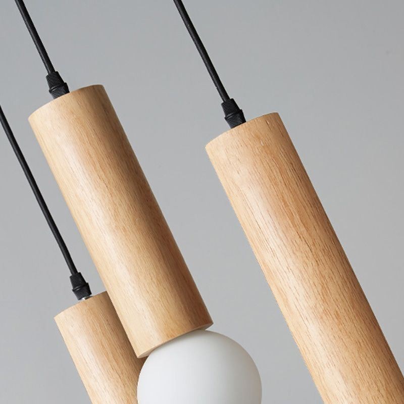 Japanese Wood Pendant Light 3 Lights Hanging Light