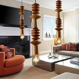Chandelier Mini Style Traditional Classic Wood Bamboo