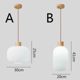 Japanese Wood Pendant Light Glass Lantern Hanging Light