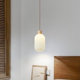 Japanese Wood Pendant Light Glass Lantern Hanging Light
