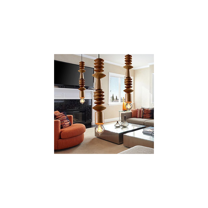 Chandelier Mini Style Traditional Classic Wood Bamboo