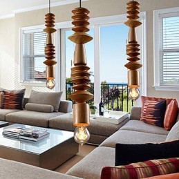 Chandelier Mini Style Traditional Classic Wood Bamboo