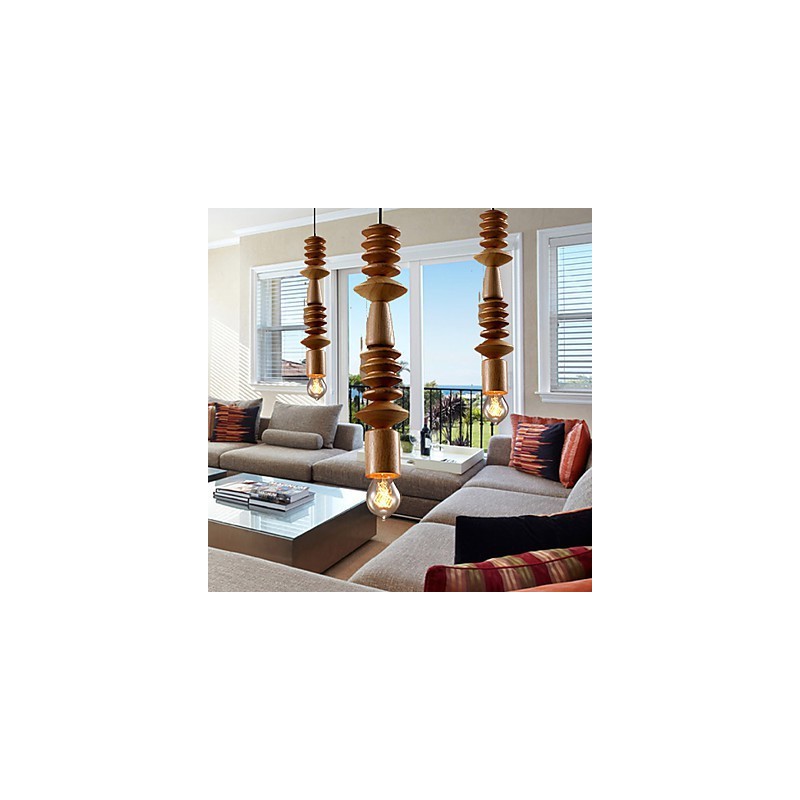 Chandelier Mini Style Traditional Classic Wood Bamboo
