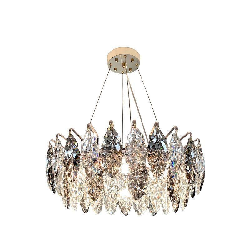 European Iron Pendant Light Creative Glass Leaf Chandelier