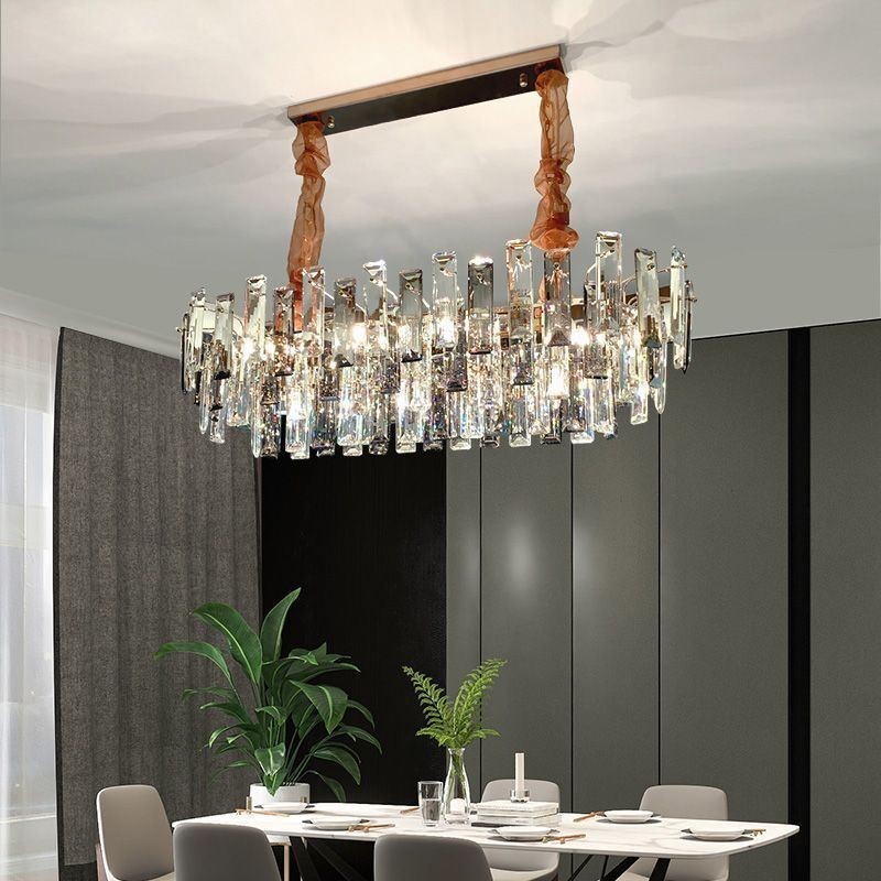 European Glass Chandelier Light Oval Pendant Lamps