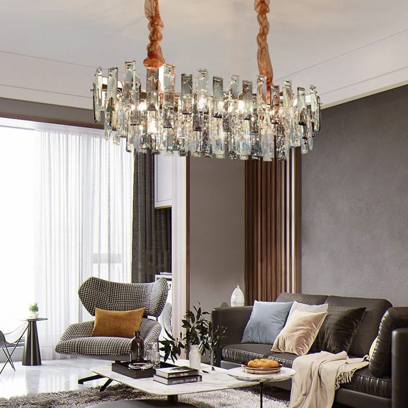 European Glass Chandelier Light Oval Pendant Lamps