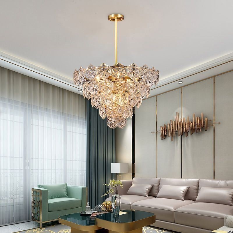 European Glass Pendant Light Modern Cone Shape Chandelier
