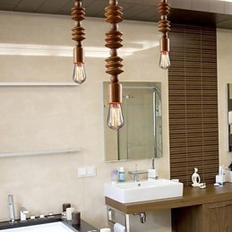 Chandelier Mini Style Traditional Classic Wood Bamboo