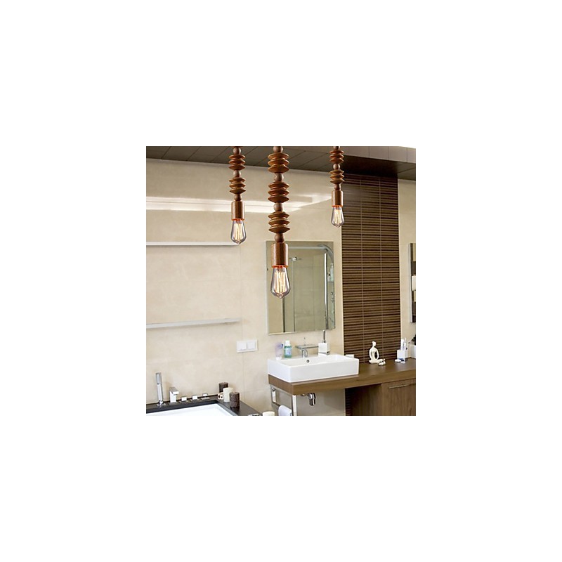 Chandelier Mini Style Traditional Classic Wood Bamboo