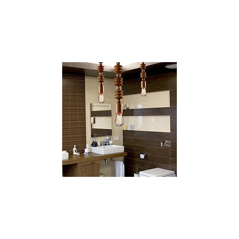 Chandelier Mini Style Traditional Classic Wood Bamboo