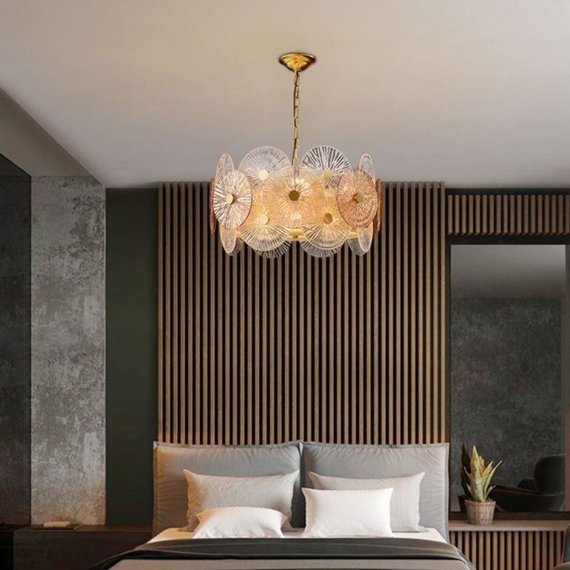 Modern Spark Disc Chandelier Firework Glass Pendant Lamp Home Deco Lighting