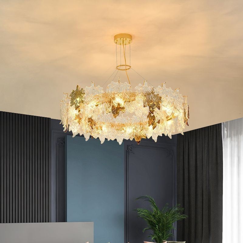 Maple Leaf Pendant Light European Home Decor Glass Chandelier