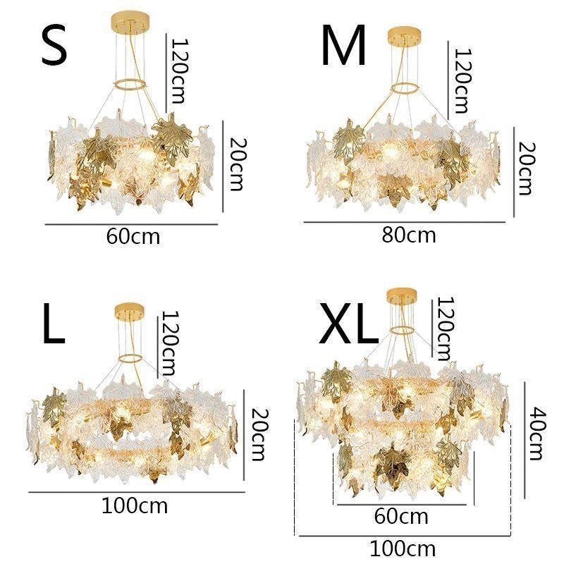 Maple Leaf Pendant Light European Home Decor Glass Chandelier