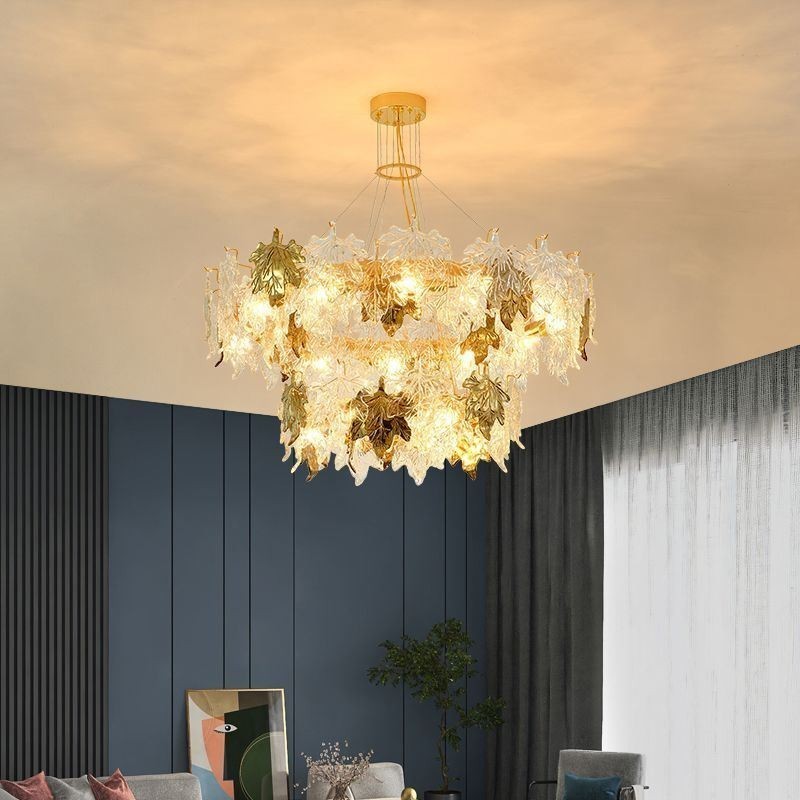 Maple Leaf Pendant Light European Home Decor Glass Chandelier