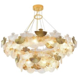 European Glass Hanging Light Fan Shaped Art Chandelier