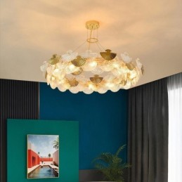 European Glass Hanging Light Fan Shaped Art Chandelier