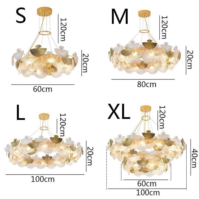 European Glass Hanging Light Fan Shaped Art Chandelier