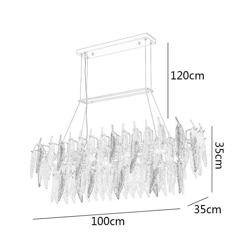 Artistic Glass Chandelier Feather Oval Pendant Light